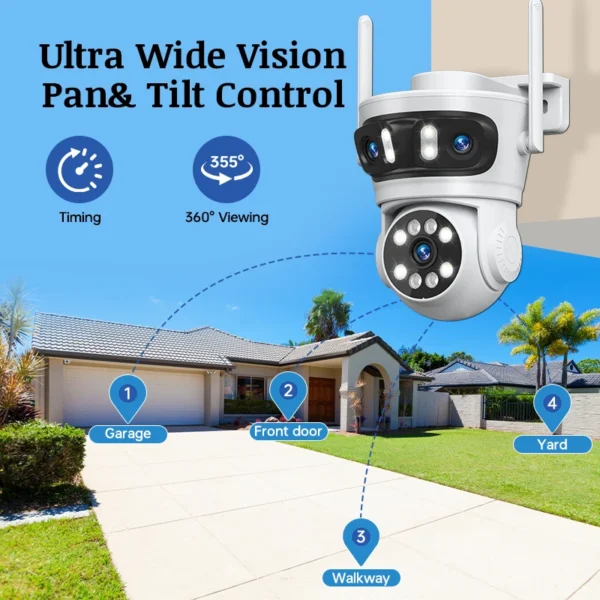 PTZ Wifi Camera Triple Lens Wireless Outdoor Surveillance Camera IP65 Waterproof Color Night Vision Human Detection - Image 6