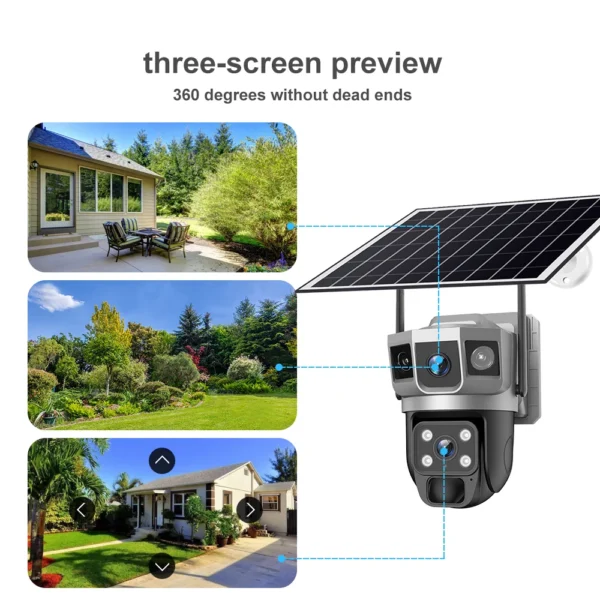 For Outdoor Camera Battery CCTV Monitor 4G SIM Card Wireless Network IP Security Pet Camera Motion Detection 3 Screen PTZ Camera - Image 7