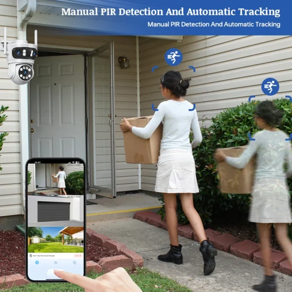 PTZ Wifi Camera Triple Lens Wireless Outdoor Surveillance Camera IP65 Waterproof Color Night Vision Human Detection - Image 3