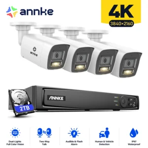 ANNKE 4K POE Video Security System Set 8MP  Smart Dual-Light Bullet Network Camera Support flashing/Audio alarm 8CH 12MP NVR