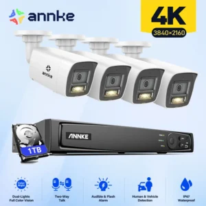 ANNKE 4K POE Video Security System Set 8MP Smart Dual-Light Bullet Network Camera Support flashing/Audio alarm 8CH 12MP NVR