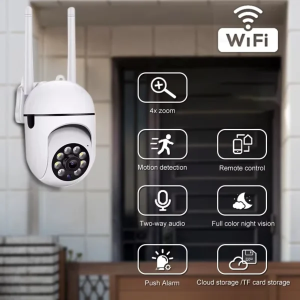 PTZ WIFI IP Camera CCTV Surveillance Two-Way Voice 4X Zoom Night Full Color Wireless Camera Audio Security - Image 2