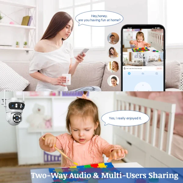 PTZ Wifi Camera Triple Lens Wireless Outdoor Surveillance Camera IP65 Waterproof Color Night Vision Human Detection - Image 4