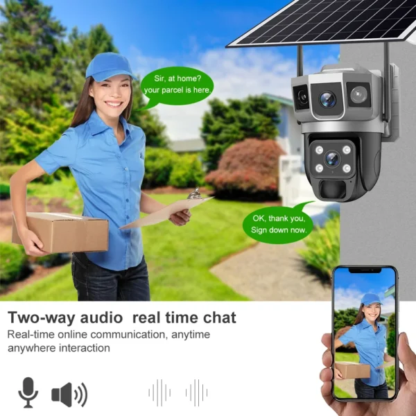 For Outdoor Camera Battery CCTV Monitor 4G SIM Card Wireless Network IP Security Pet Camera Motion Detection 3 Screen PTZ Camera - Image 4