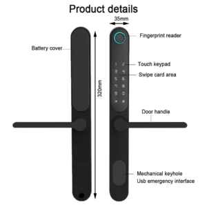 IP66 Weatherproof Outdoor Keyless Smart Lock Bluetooth Digital Keypad Aluminum Fingerprint Door Lock with Tuya App Remote